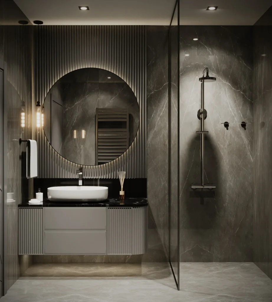 Büyükada konut projesinde banyo tasarımı ve malzeme birleşimleri